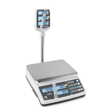Prekybinės svarstyklės KERN RPB, 6 kg; 15 kg (pakeltu ekranėliu)