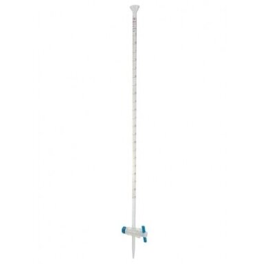 Biuretė su PTFE kraneliu ir piltuvėliu viršuje, A klasė