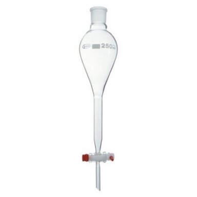 Dalomasis piltuvas su PTFE kraneliu ir plastikiniu kamšteliu, Gilson tipas, Glassco