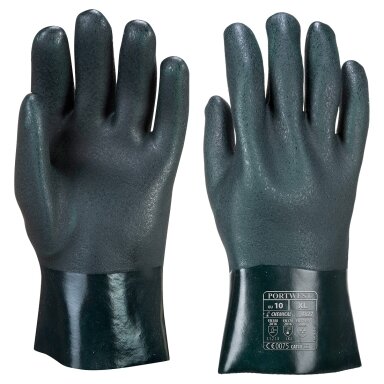 Dvigubu sluoksniu dengtos PVC pirštinės (27 cm) PORTWEST A827. Dydis: XL