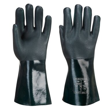 Dvigubu sluoksniu dengtos PVC pirštinės (35 cm) PORTWEST A835. Dydis: XL
