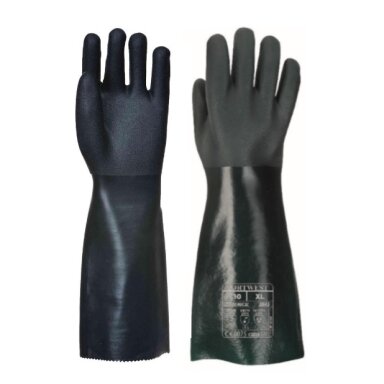 Dvigubu sluoksniu dengtos PVC pirštinės (45 cm) PORTWEST A845. Dydis: XL