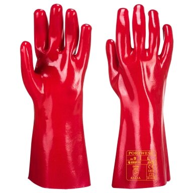 PVC pirštinės (35 cm) PORTWEST A435. Spalva: raudona, Dydis: XL