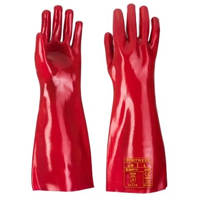 PVC pirštinės (45 cm) PORTWEST A445. Spalva: raudona, Dydis: XL