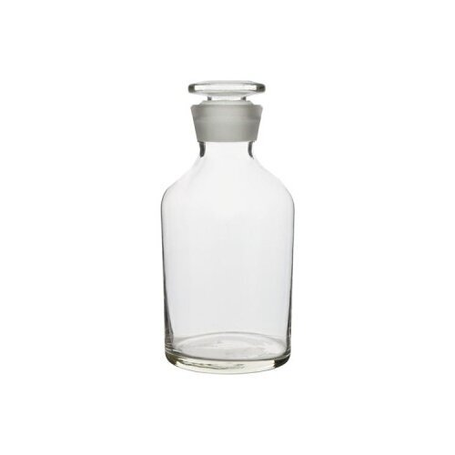 Reagentų butelis su stikliniu kamščiu, plačiu kakleliu Reagentų butelis su stikliniu kamščiu, plačiu kakleliu