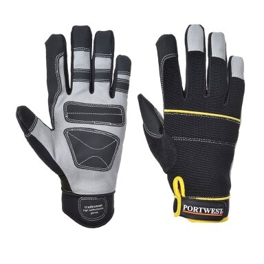 Tradesman - aukšto našumo pirštinės PORTWEST A710. Spalva: juoda/pilka, Dydis: M